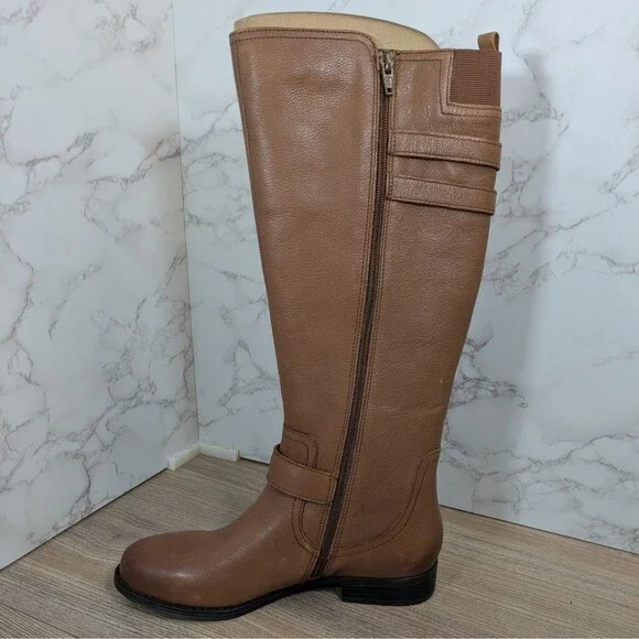 Women's Tan Leather Knee-High Boots - Picture 6 of 10
